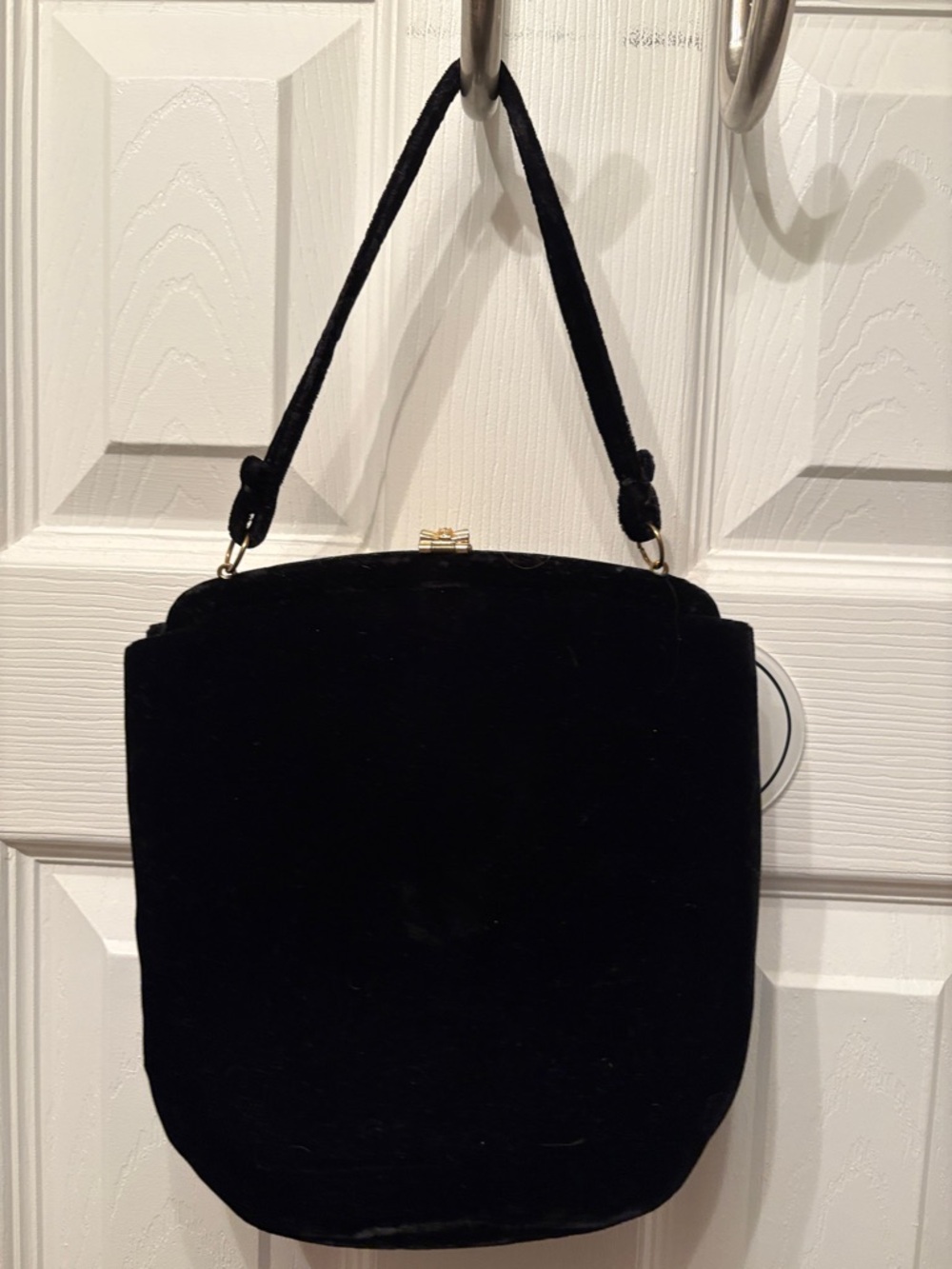 Antique Black Velvet Shoulder Bag - Classic Evening Handbag vintage